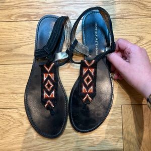DVF Beaded Slingback Sandals, Size 8.5